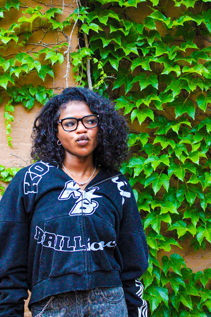 "NOIR" DOUBLE HOOD ZIP-UP