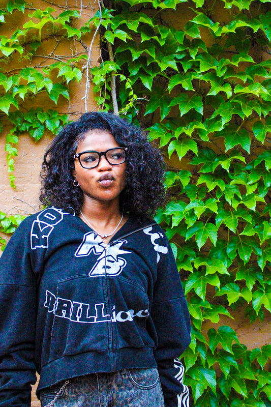 "NOIR" DOUBLE HOOD ZIP-UP