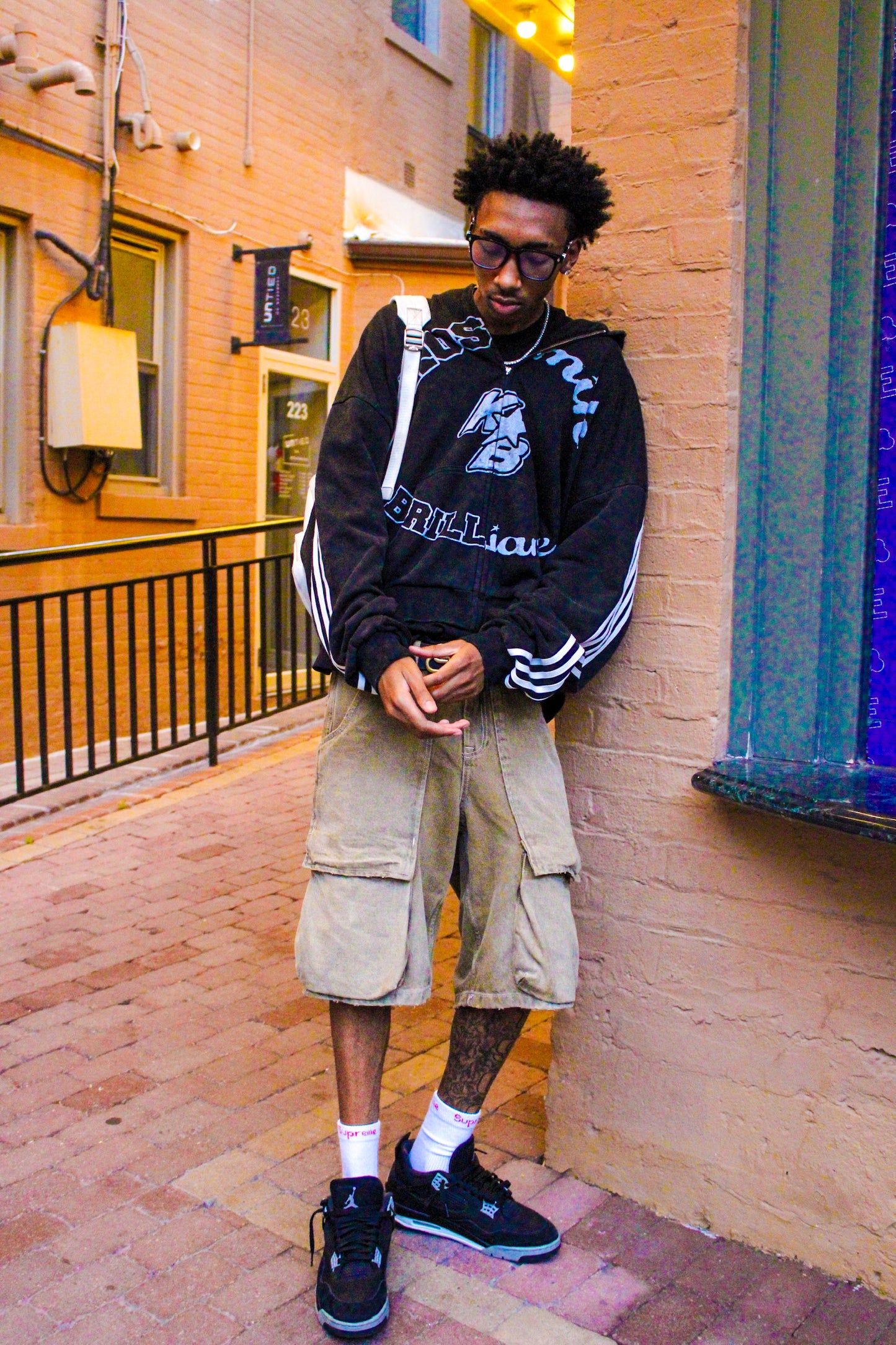 "NOIR" DOUBLE HOOD ZIP-UP