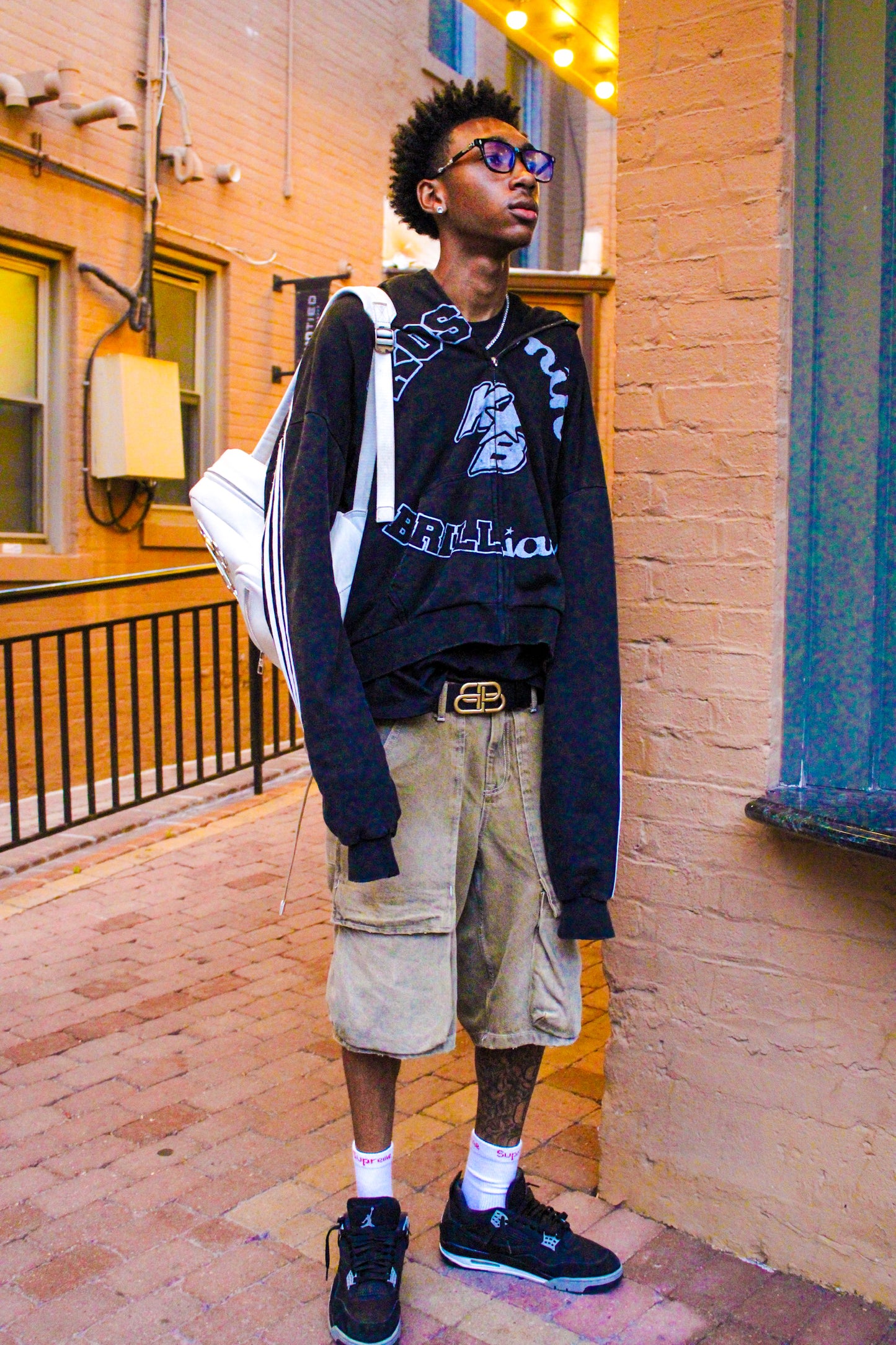 "NOIR" DOUBLE HOOD ZIP-UP